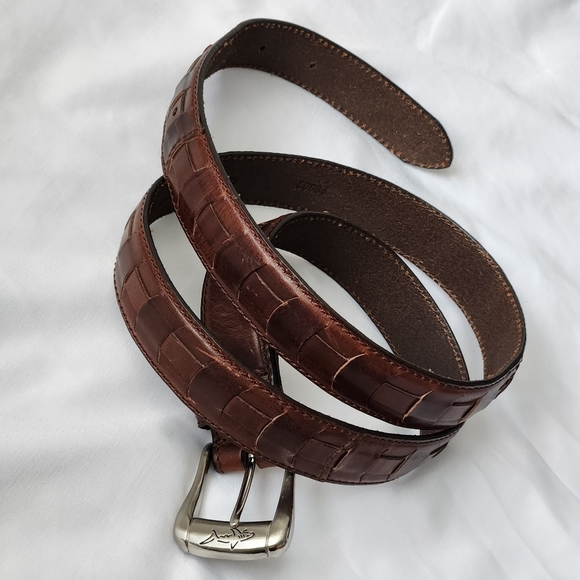 GREG NORMAN Brown Oil Tanned Cowhide Belt - Picture 2 of 11